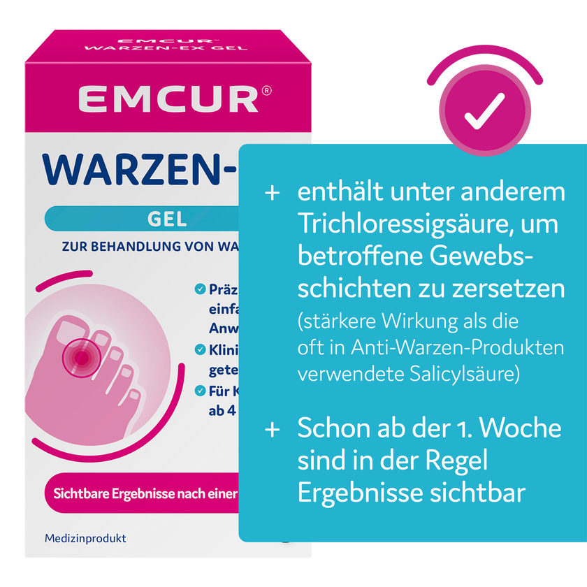 EMCUR® Warzen-Ex Gel und Balken mit Schrift