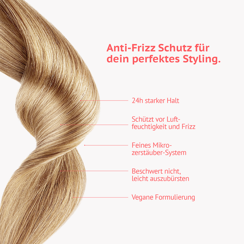 Blonde Haarlocke und Schrift mit Linien auf hellem Grund