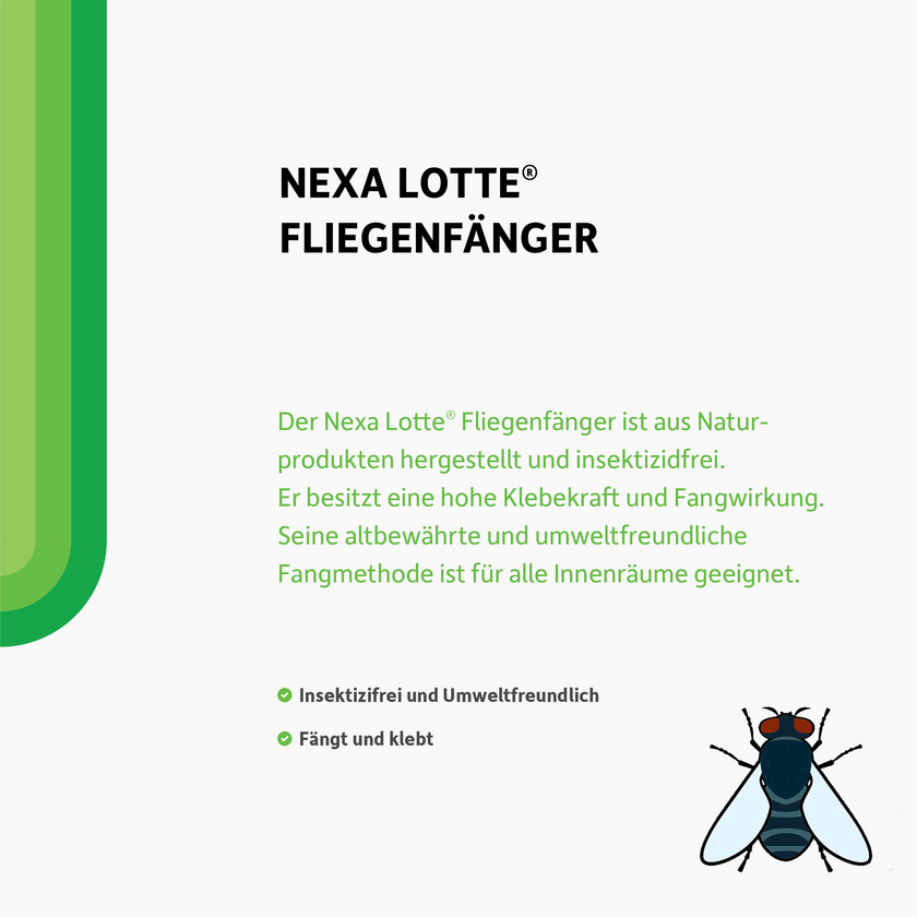 Schrift und illustrierte Fliege auf weißem Grund