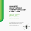 Schrift und illustrierte Mücke auf weißem Grund