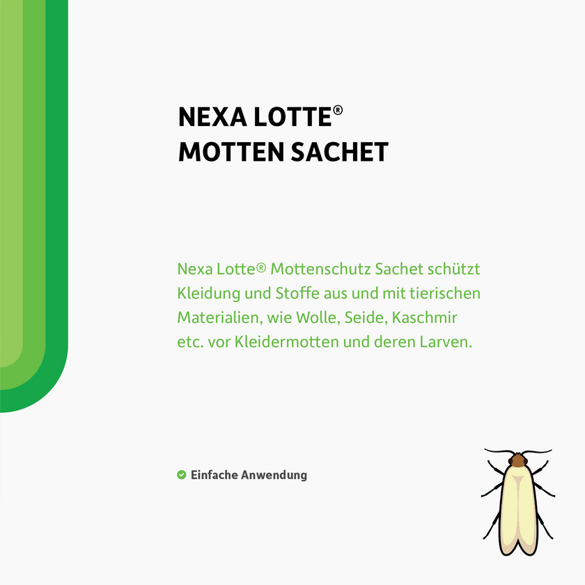 Schrift und illustrierte Motte auf weißem Grund