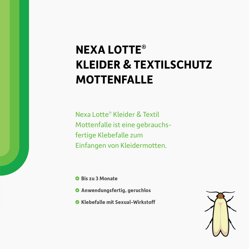 Schrift und illustrierte Motte auf weißem Grund