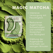 Merkmale von YEAUTY Eye Pad Mask Magic Matcha und Verpackung auf Matcha Pulver