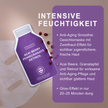 Merkmale von YEAUTY Tuchmaske Acai Berry Pomegranate Retinol und Verpackung mit ausgebreiteter Maske