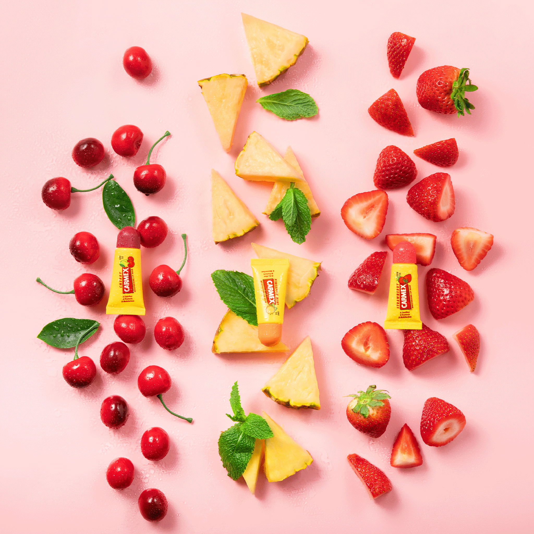 Carmex Minis Strawberry/Pineapple Mint/Cherry - 15g