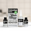 Inhalt der Verpackung von Colourless Haarfarben-Entferner Max Effect auf Badablage