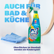 ACE Fleckenentferner Spray auf weißem Schrank vor Spiegel und Schrift