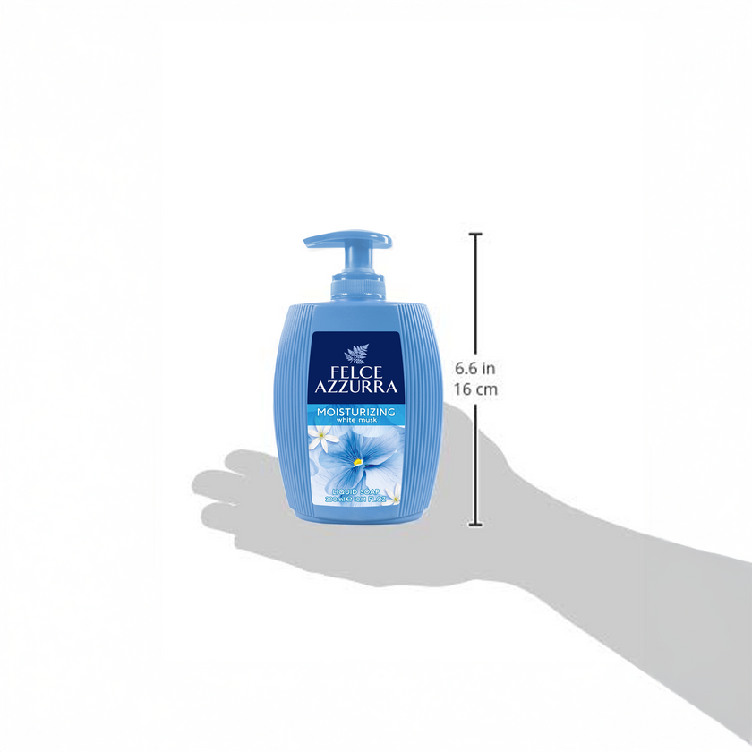 Illustration einer Hand mit Felce Azzurra Flüssigseife White Musk Moisturizing