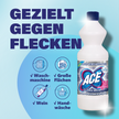 ACE Ultra Weiß auf blauem Grund mit Schrift und Icons mit Beschreibung