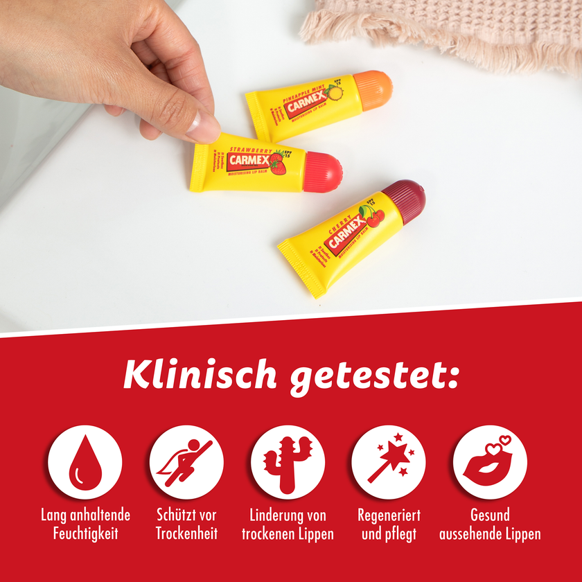 Carmex Minis Strawberry/Pineapple Mint/Cherry - 15g