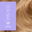 Haare im Hintergrund, lilafarbene Fläche, Icons und Schrift im Vordergrund