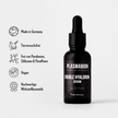 PLASMABION Double Hyaluron Serum - 30ml auf grauem Hintergrund neben Schrift und Icons