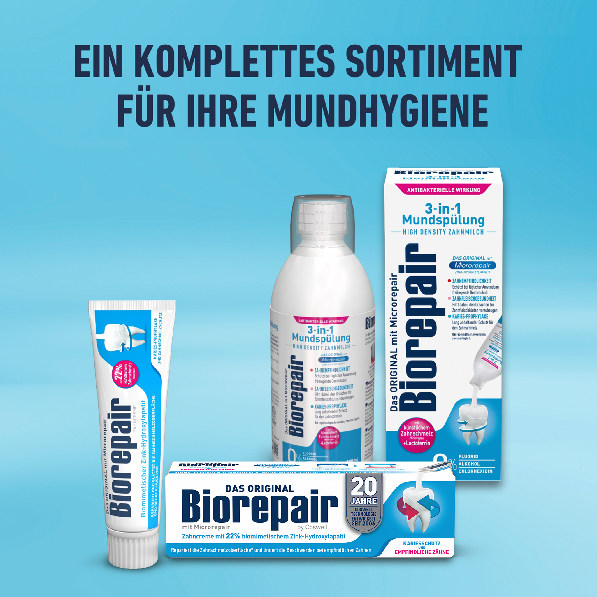 Range von Biorepair Karies-Prophylaxe und Zahnschmelzschutz