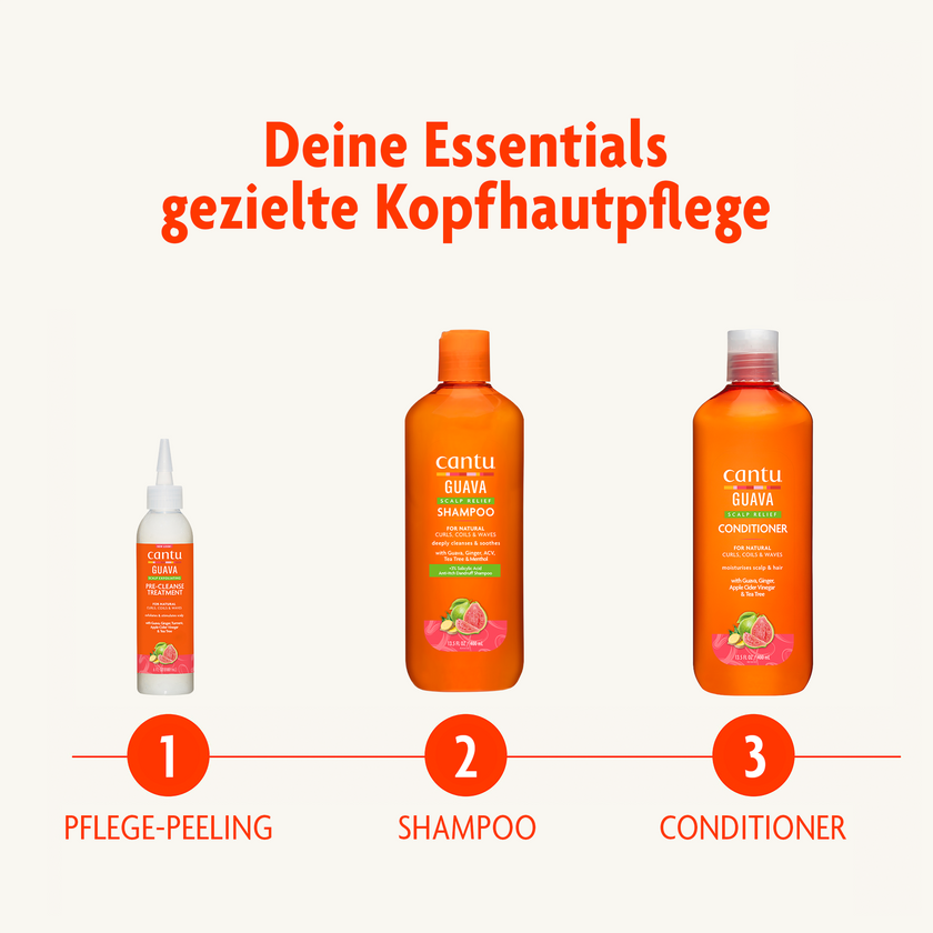 Range von drei Cantuprodukten und Pflegehinweisen auf beigem Grund