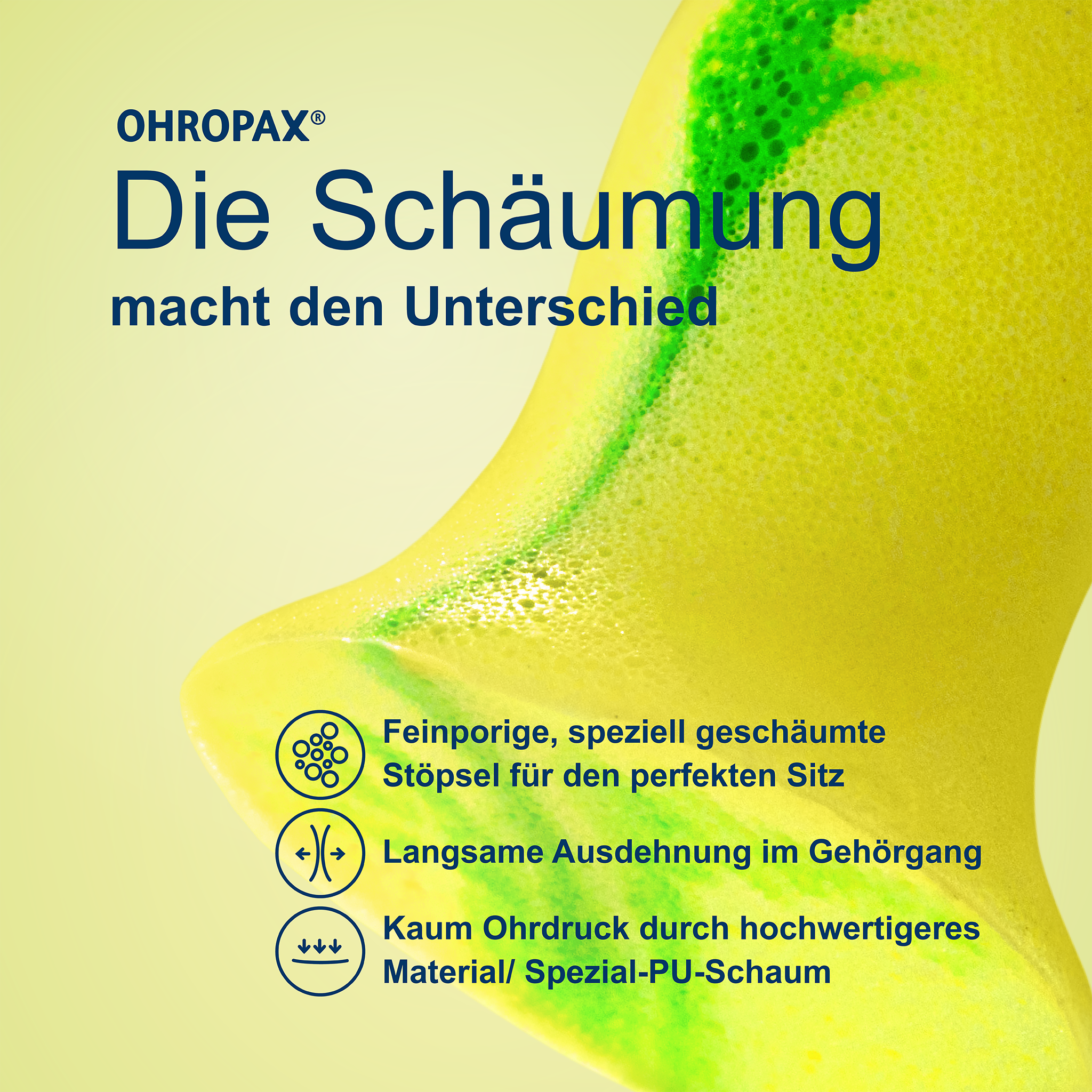 Close Up von OHROPAX Young Ohrstöpsel und Schrift