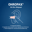 Finger der OHROPAX Ohrstöpsel in illustriertes Ohr drückt