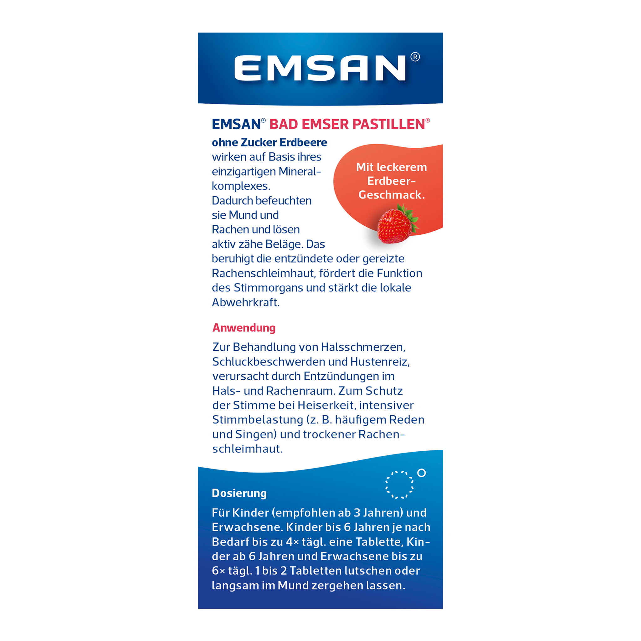 Rückseite von EMSAN Bad Emser Pastillen ohne Zucker Erbeere