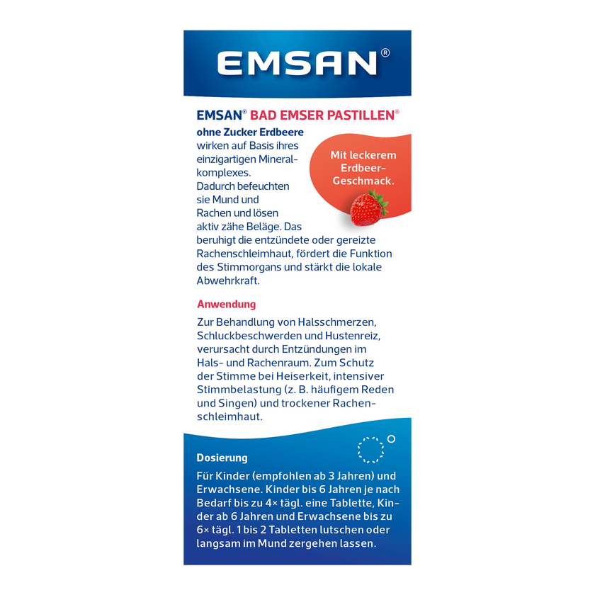 Rückseite von EMSAN Bad Emser Pastillen ohne Zucker Erbeere