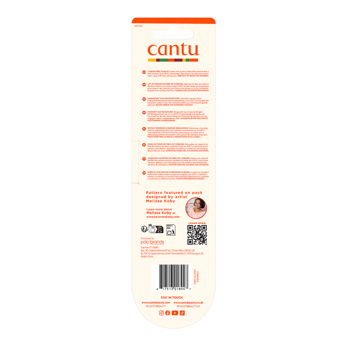 Rückseite von Cantu Carbon Melt Resistant Combs (2x)
