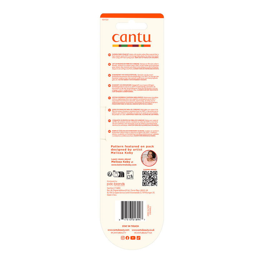 Rückseite von Cantu Carbon Melt Resistant Combs (2x)