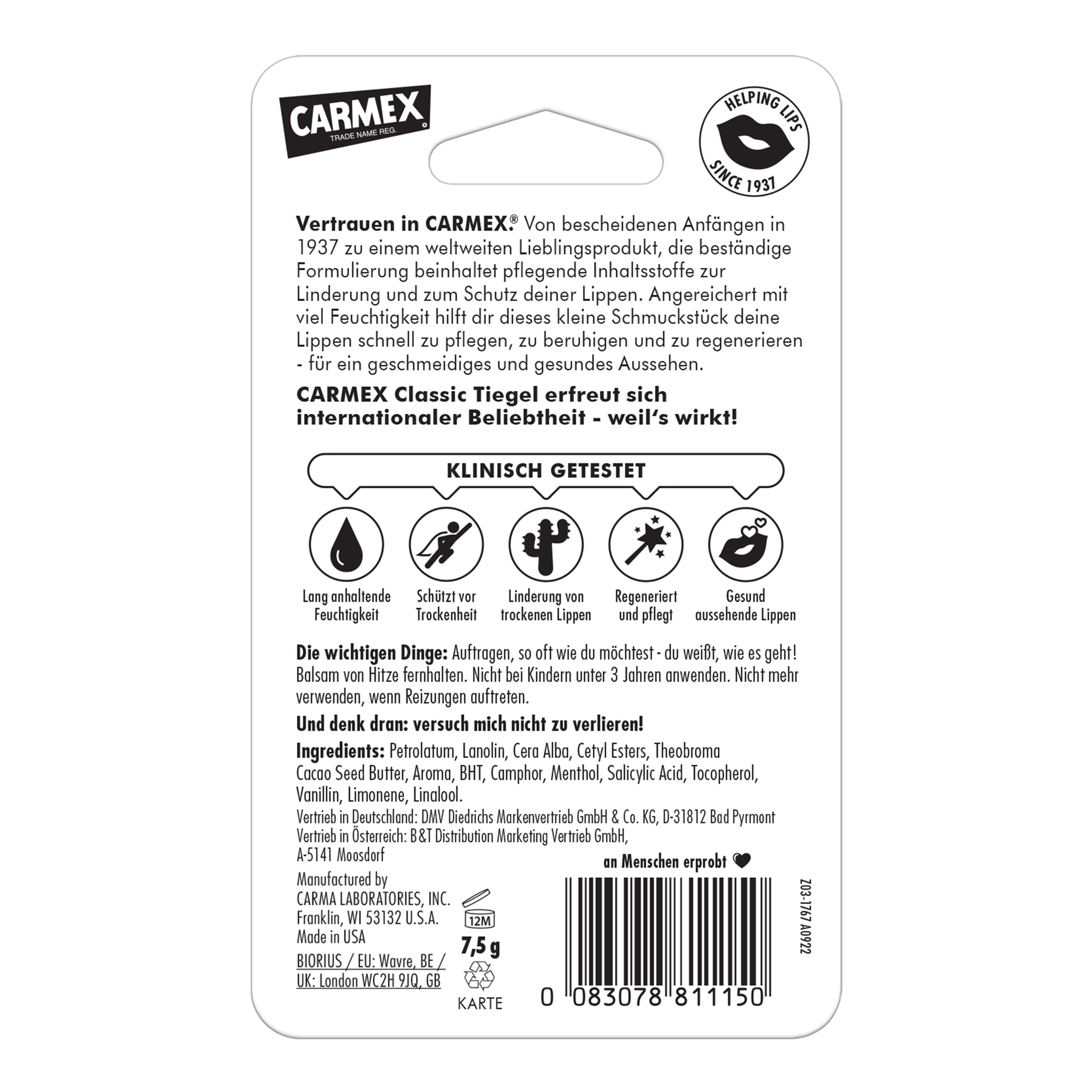 Carmex Classic Tiegel - 8 x 7,5g