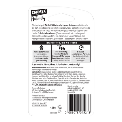 Vorderseite von Carmex Naturally Stick Beere