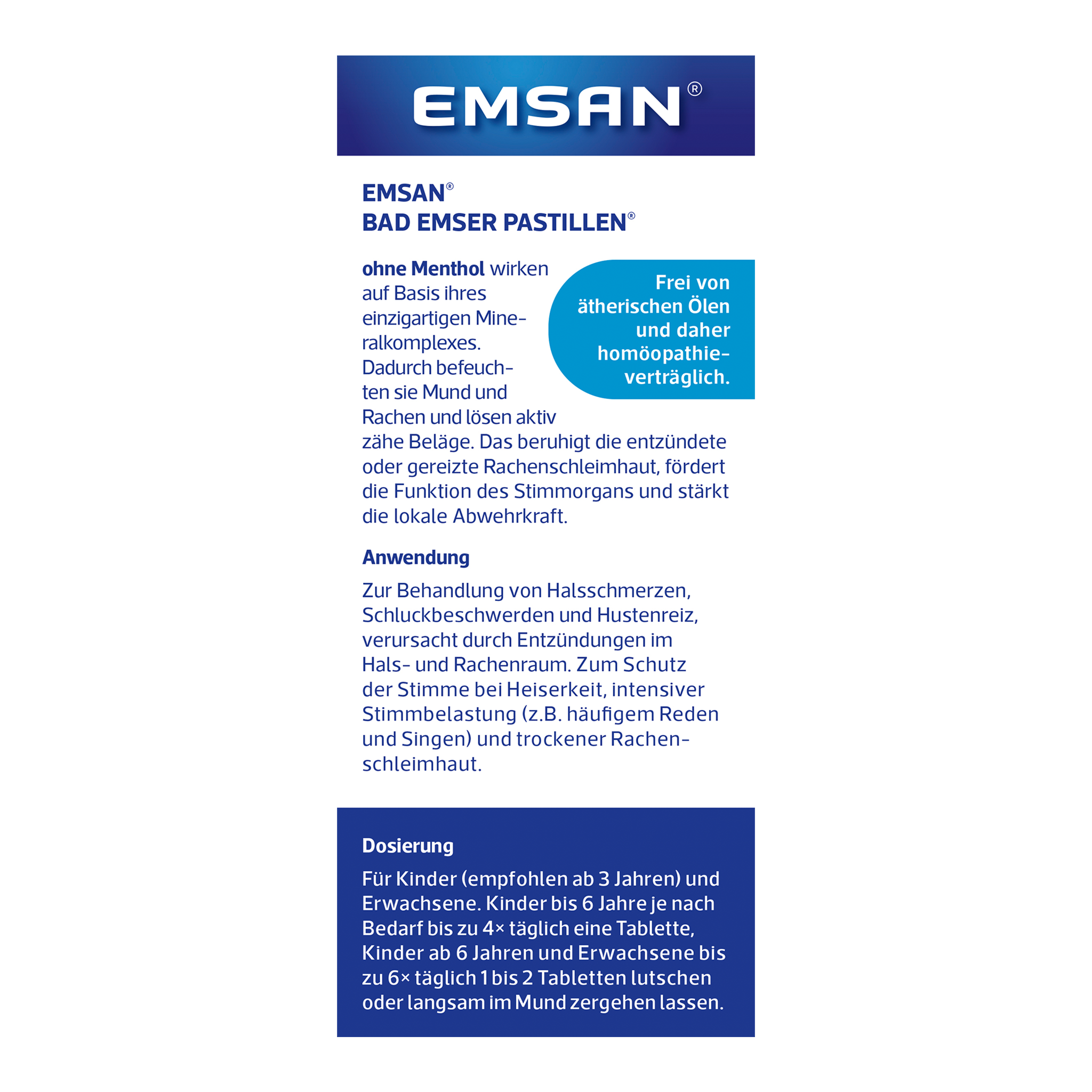 Rückseite von EMSAN Bad Emser Pastillen ohne Menthol