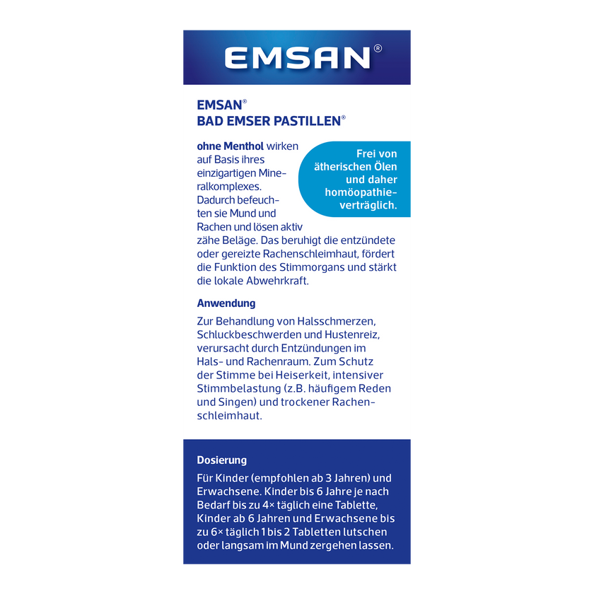 Rückseite von EMSAN Bad Emser Pastillen ohne Menthol