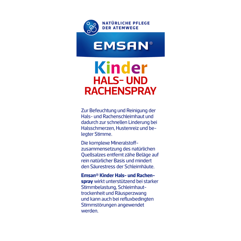 Rückseite von EMSAN Kinder Hals- und Rachenspray