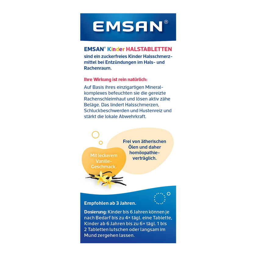 EMSAN® Kinderhalstabletten ohne Zucker Vanille-10x30