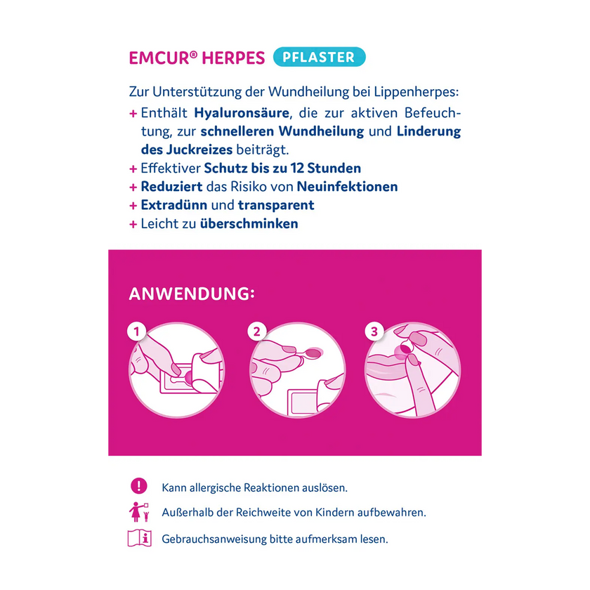 Rückseite von EMCUR® Herpespflaster