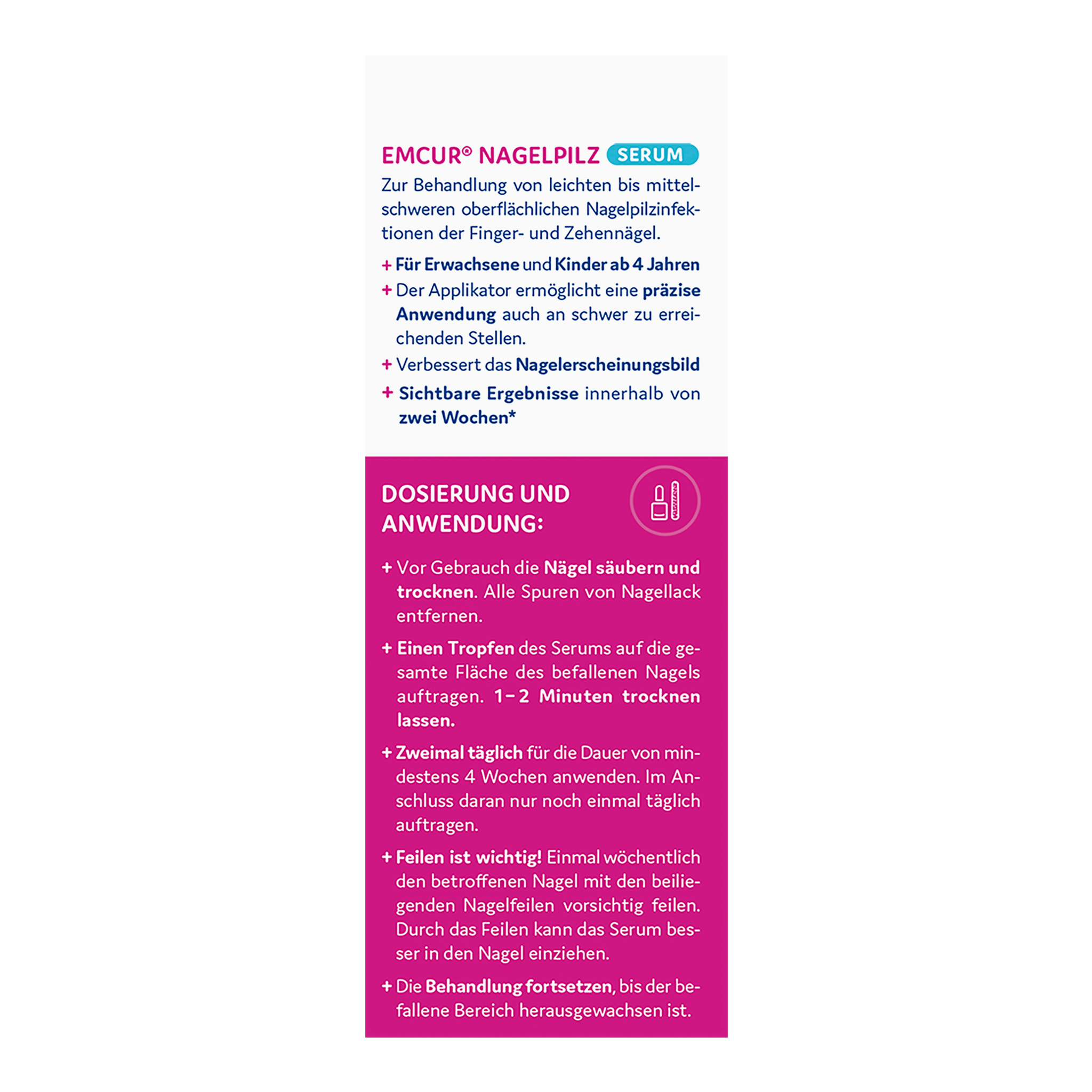 Rückseite von  EMCUR® Nagelpilz-Serum