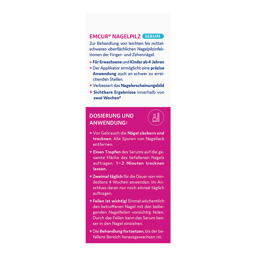 Rückseite von  EMCUR® Nagelpilz-Serum