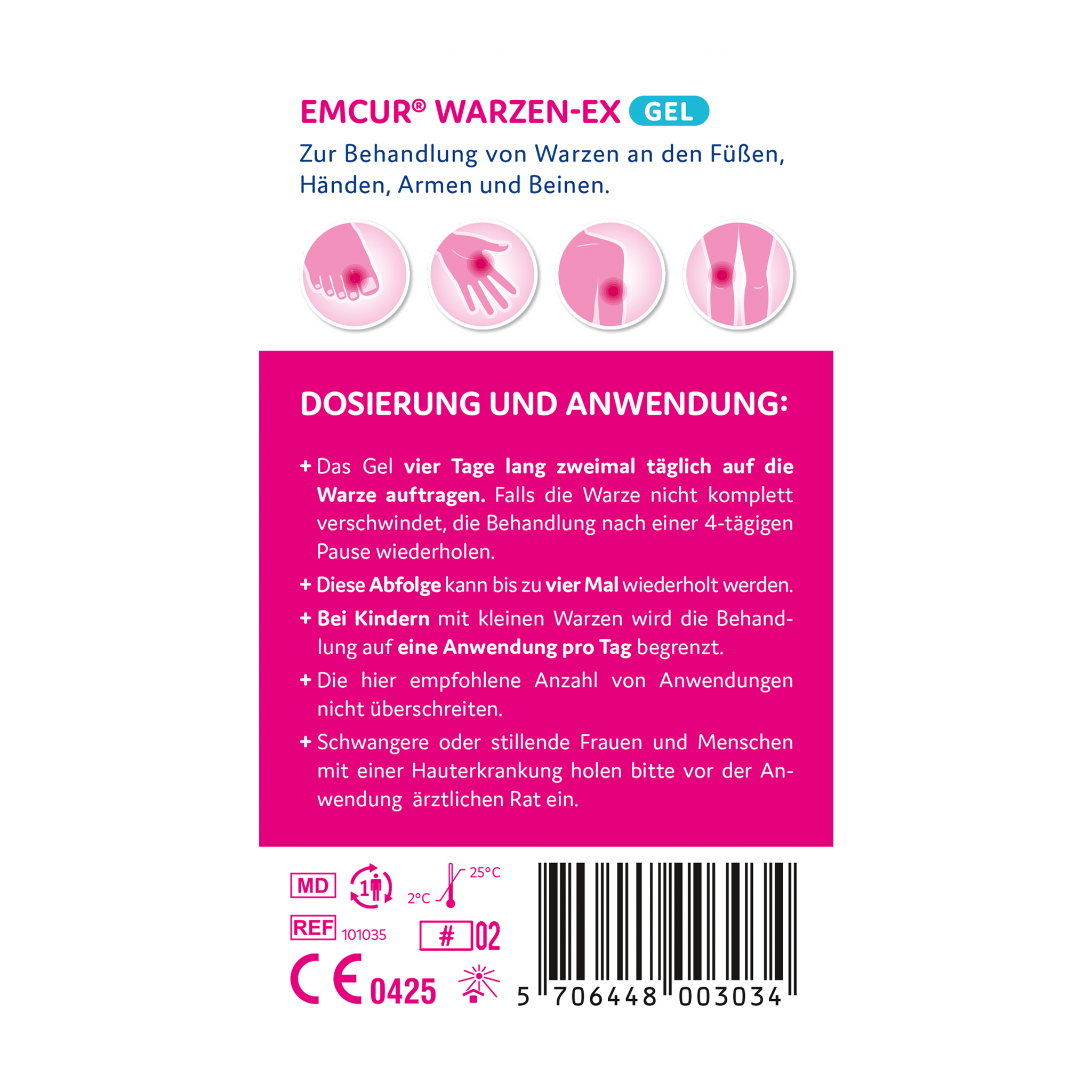 Rückseite von EMCUR® Warzen-Ex Gel