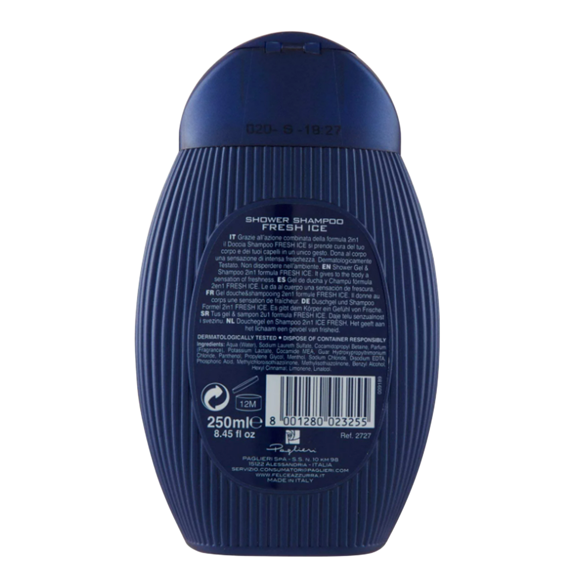 Rückseite von Felce Azzurra Man Duschgel Fresh Ice