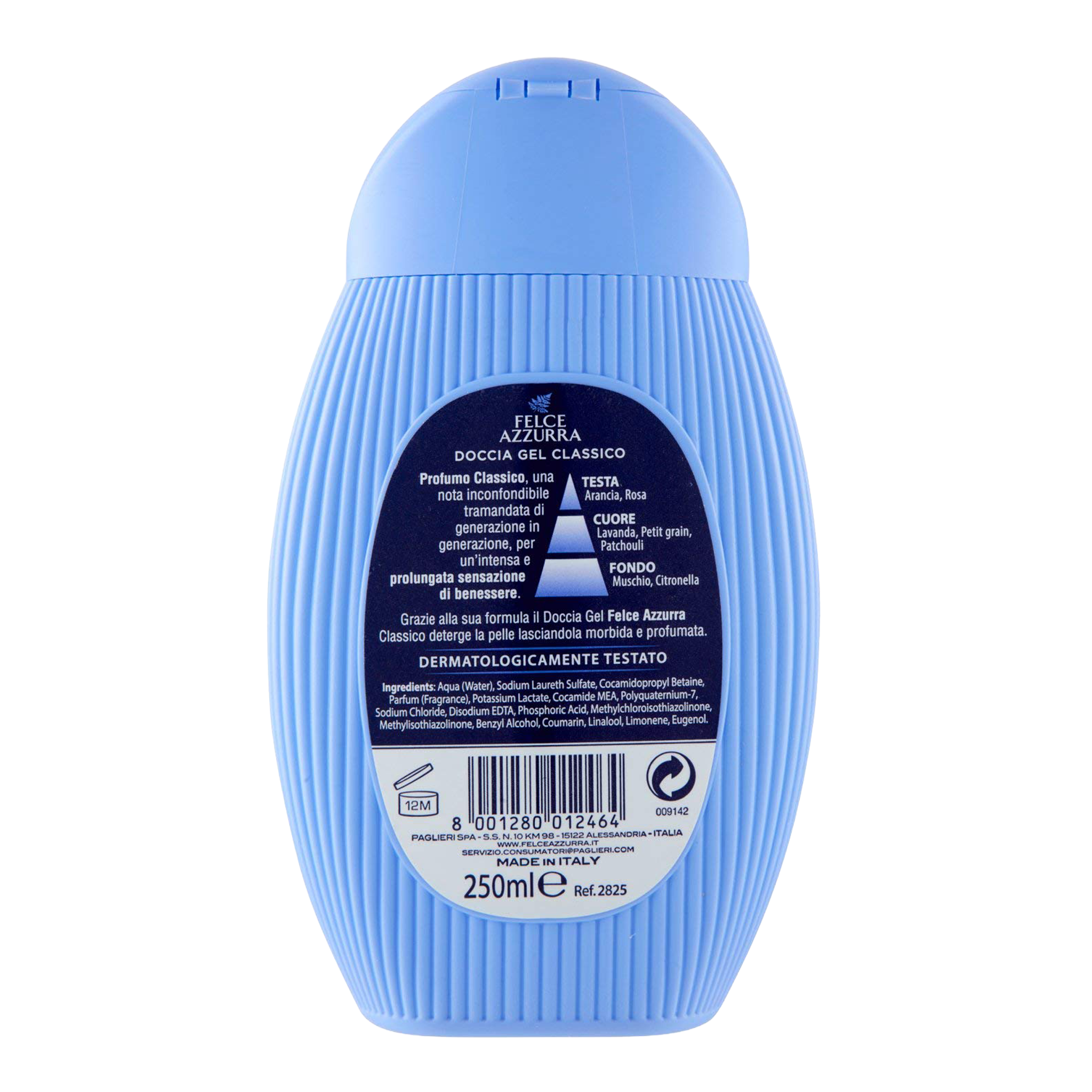 Rückseite von Felce Azzurra Duschgel Classic