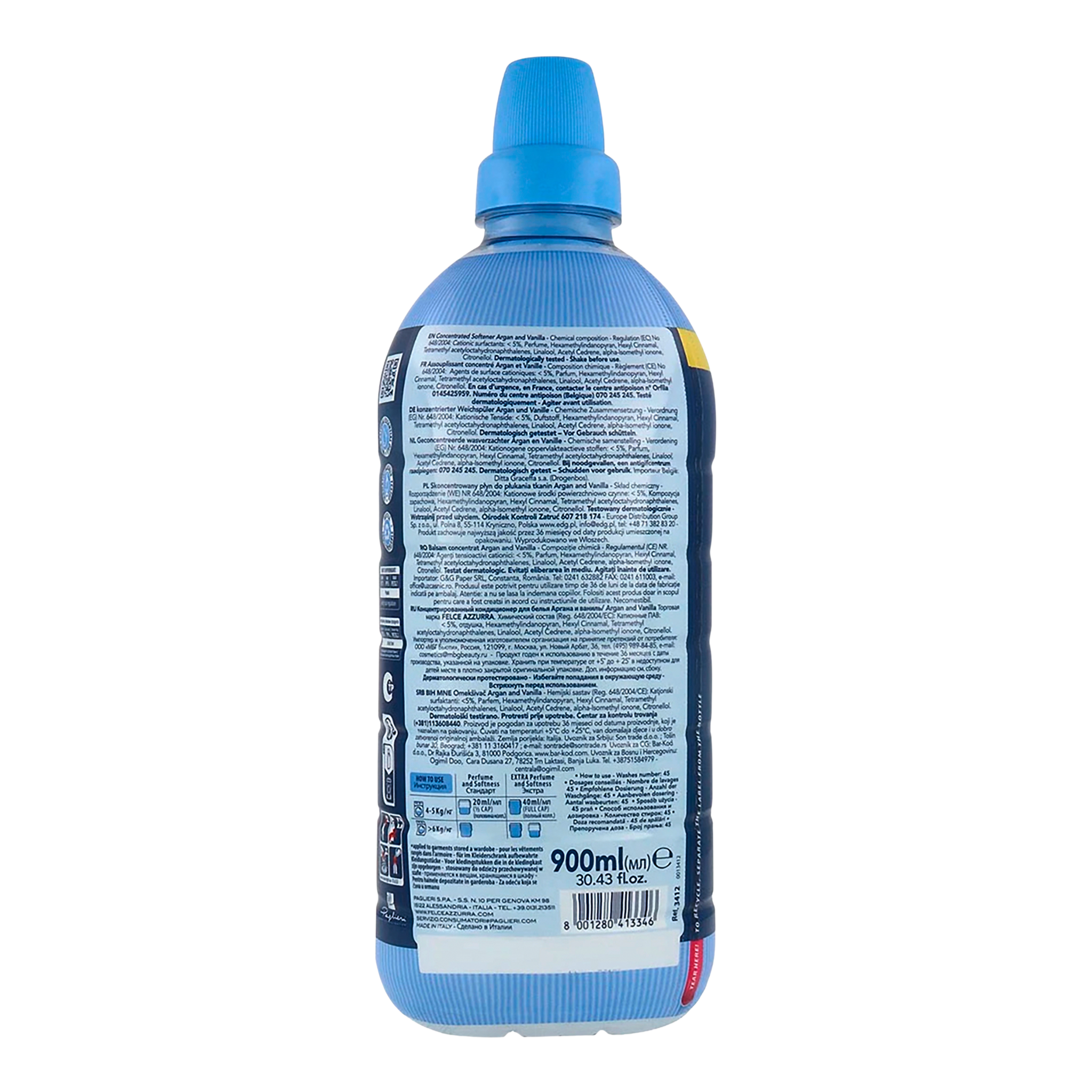 Rückseite von Azzurra Weichspüler Argan and Vanilla