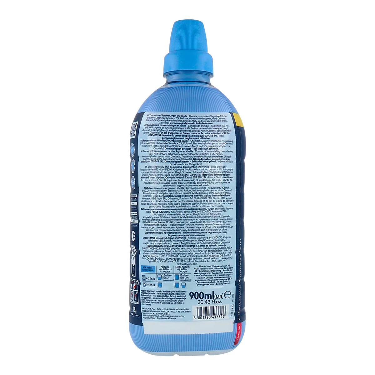Rückseite von Azzurra Weichspüler Argan and Vanilla