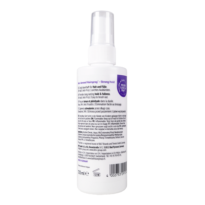 Rückseite von Final Net Hairspray strong hold pump