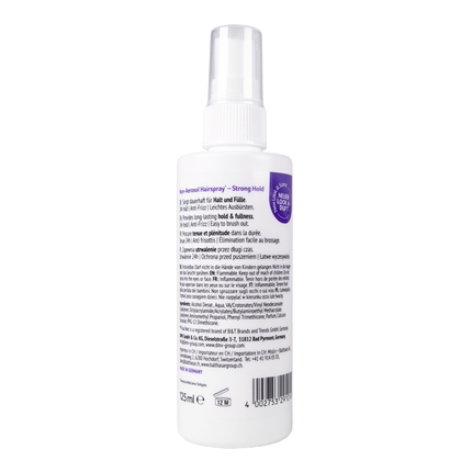 Rückseite von Final Net Hairspray strong hold pump