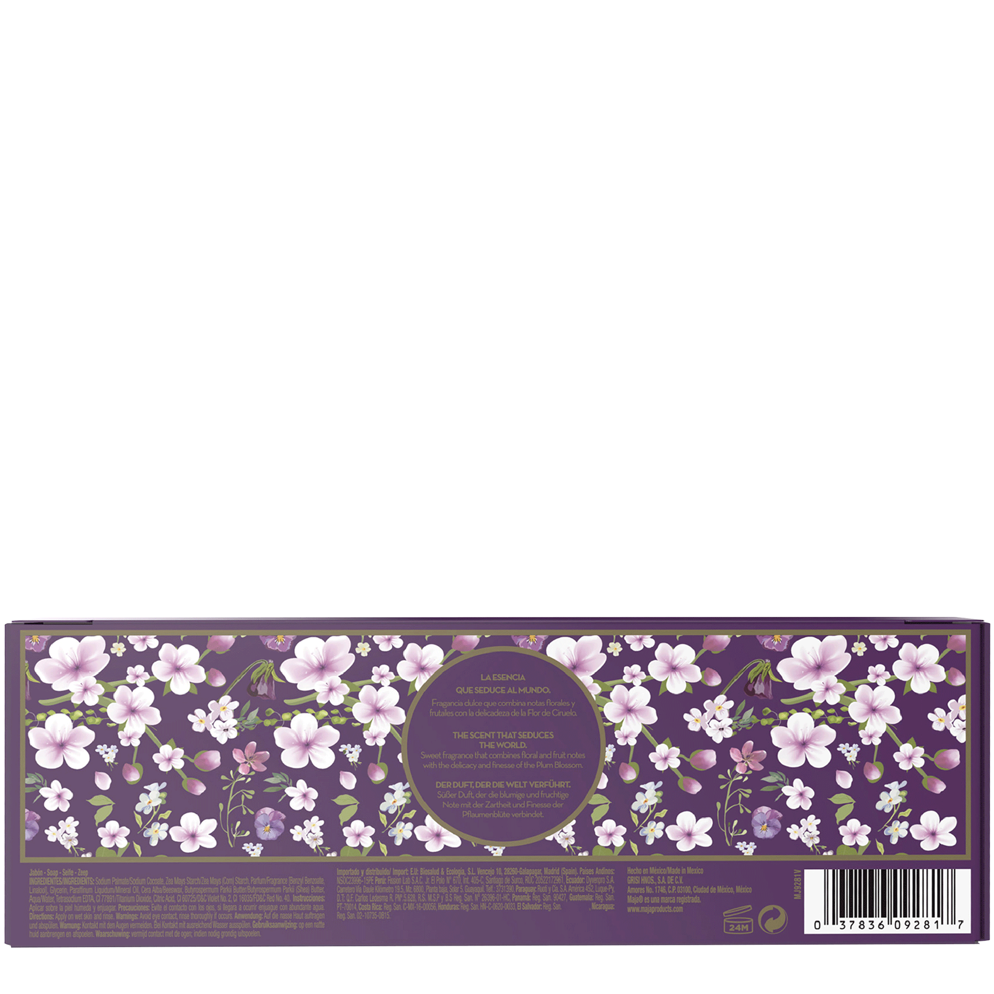 Rückseite von Maja Seife Pflaumenblüte - 3x100g