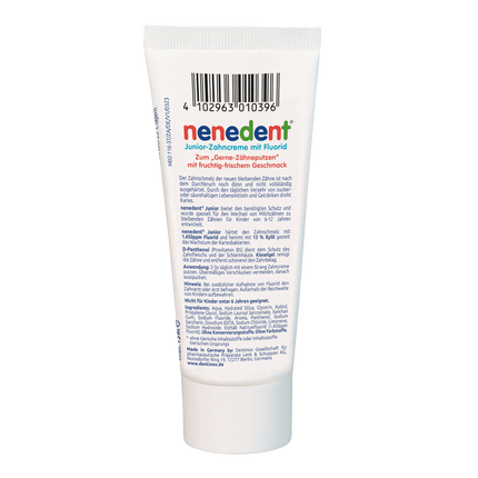 Rückseite von nenedent® Junior-Zahncreme - 12x75ml