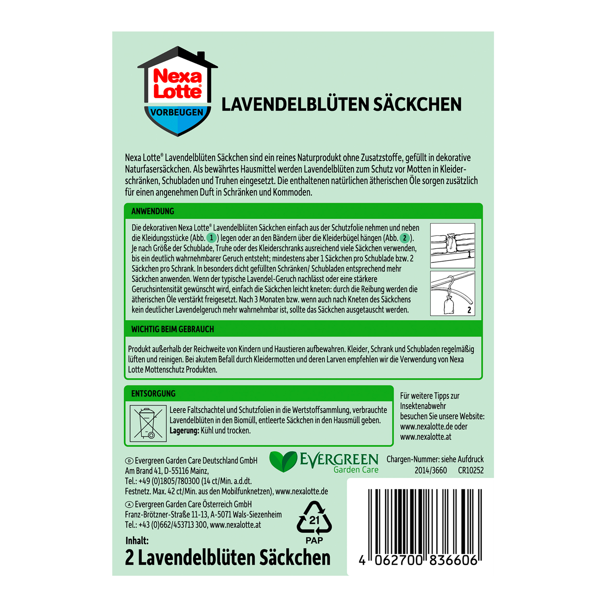 Rückseite von Nexa Lotte Lavendelblüten Säckchen