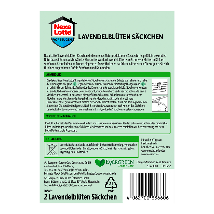 Rückseite von Nexa Lotte Lavendelblüten Säckchen