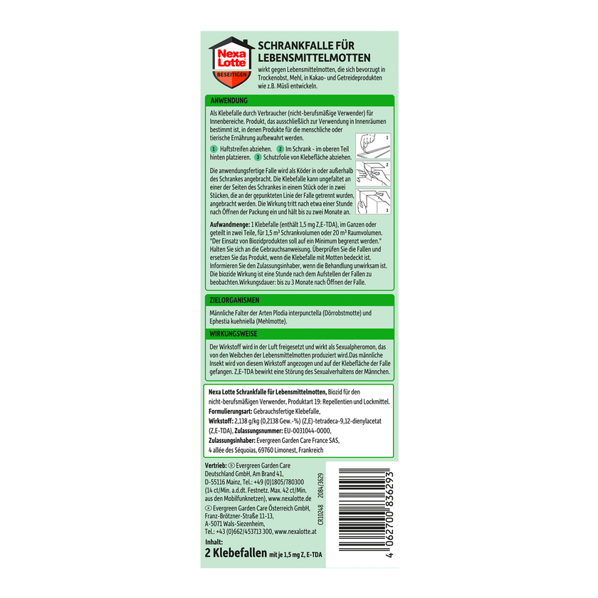 Rückseite von Nexa Lotte Schrankfalle für Lebensmittel