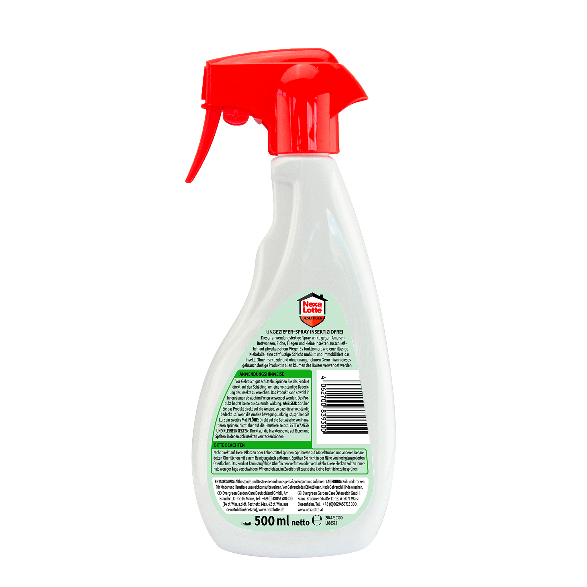 Rückseite von Nexa Lotte Ungeziefer-Spray insektizidfrei