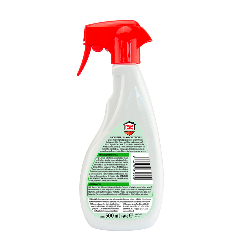 Rückseite von Nexa Lotte Ungeziefer-Spray insektizidfrei