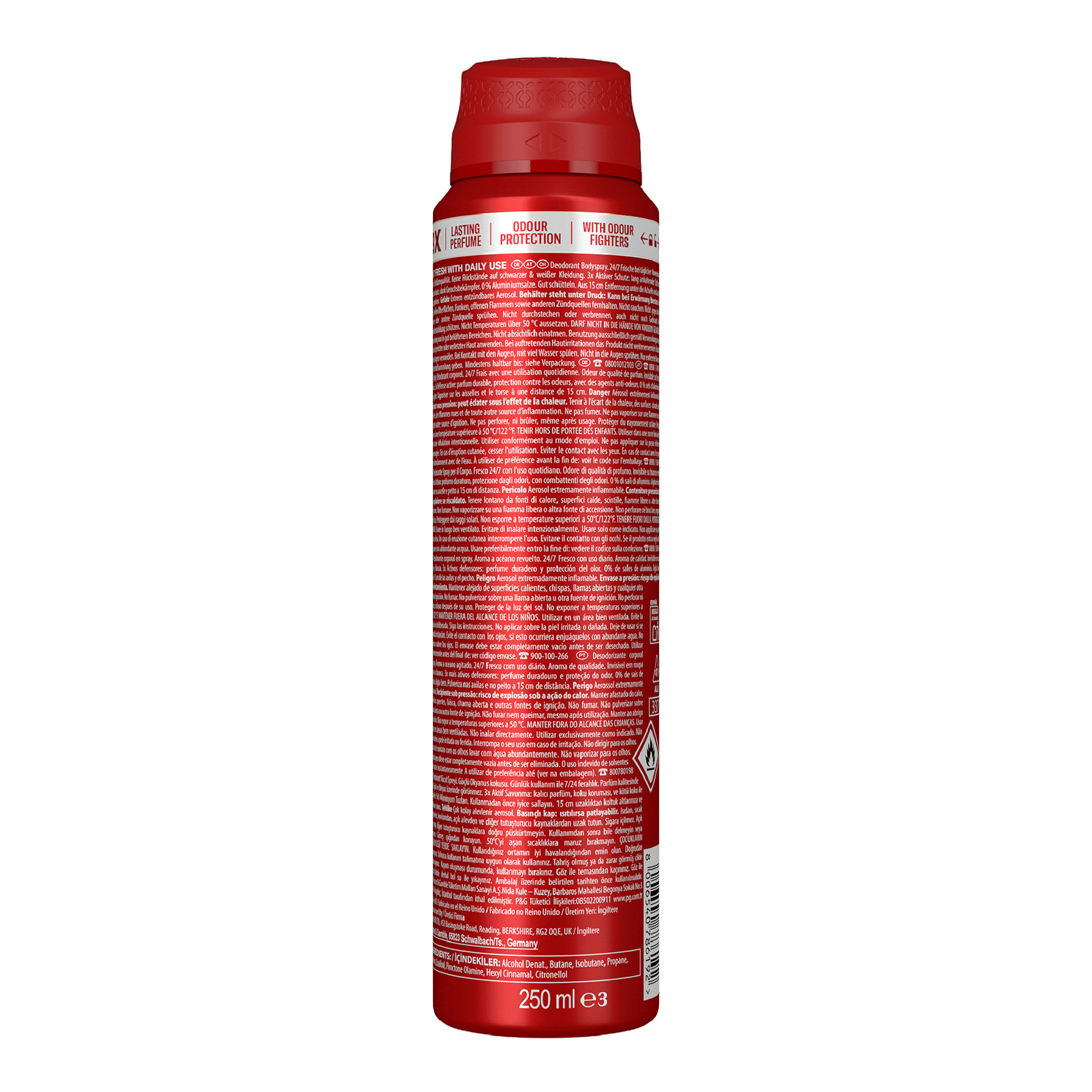 Rückseite von Old Spice Aerosol Bodyspray Captain XL