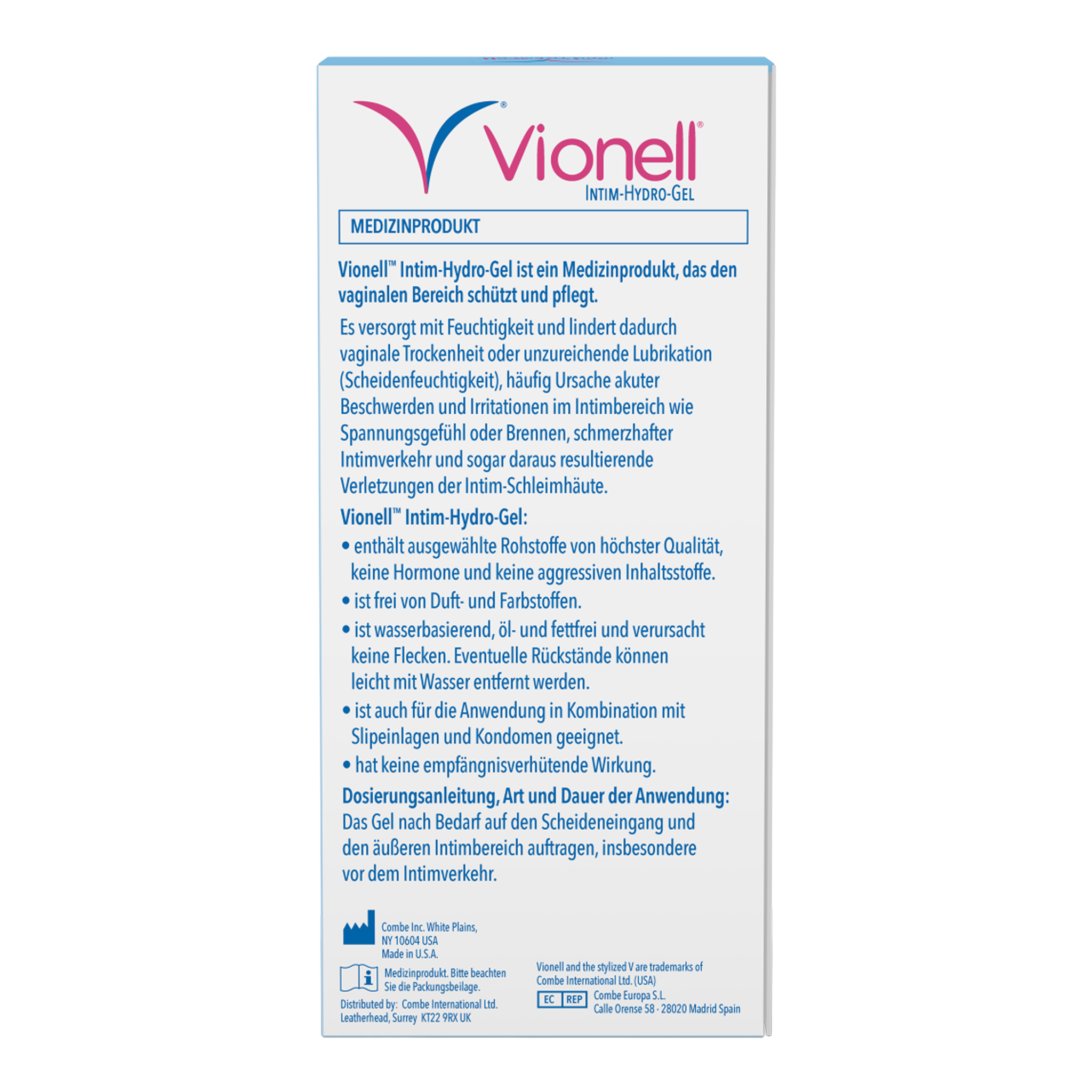 Rückseite von Vionell Intim Hydro-Gel