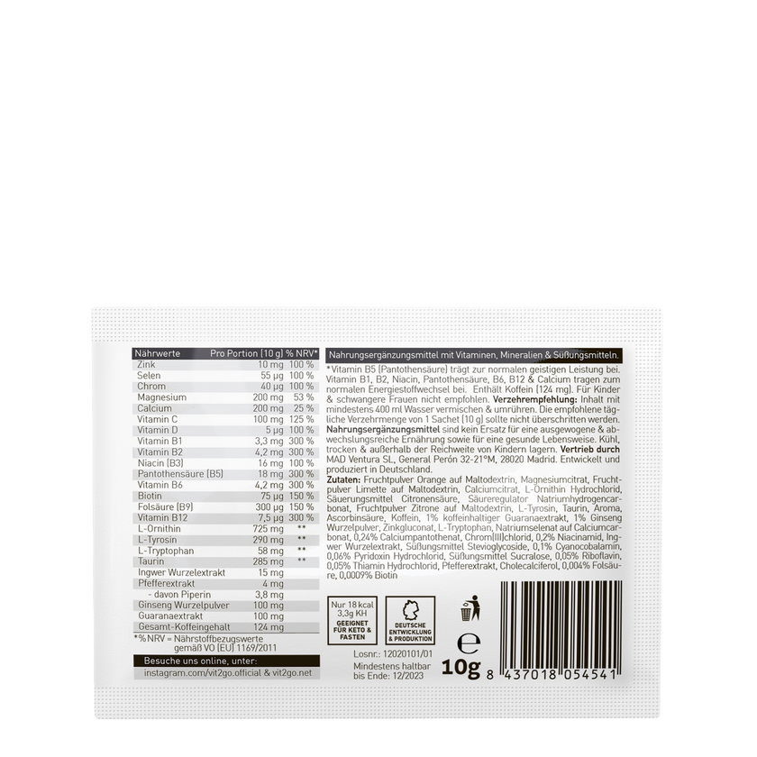 Rückseite von  Vit2go Energy